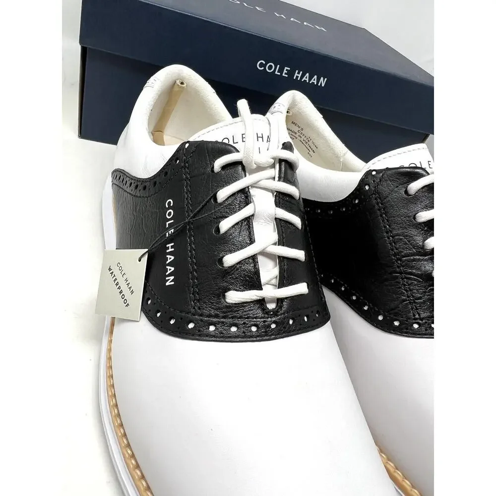 Cole Haan OG Original Grand Saddle Golf Shoe Sz 10 WHT BLCK C37176 Spikeless
